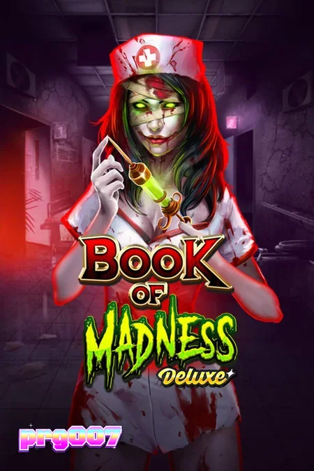 Tampilan visual slot Book of Madness Deluxe dengan tema horor